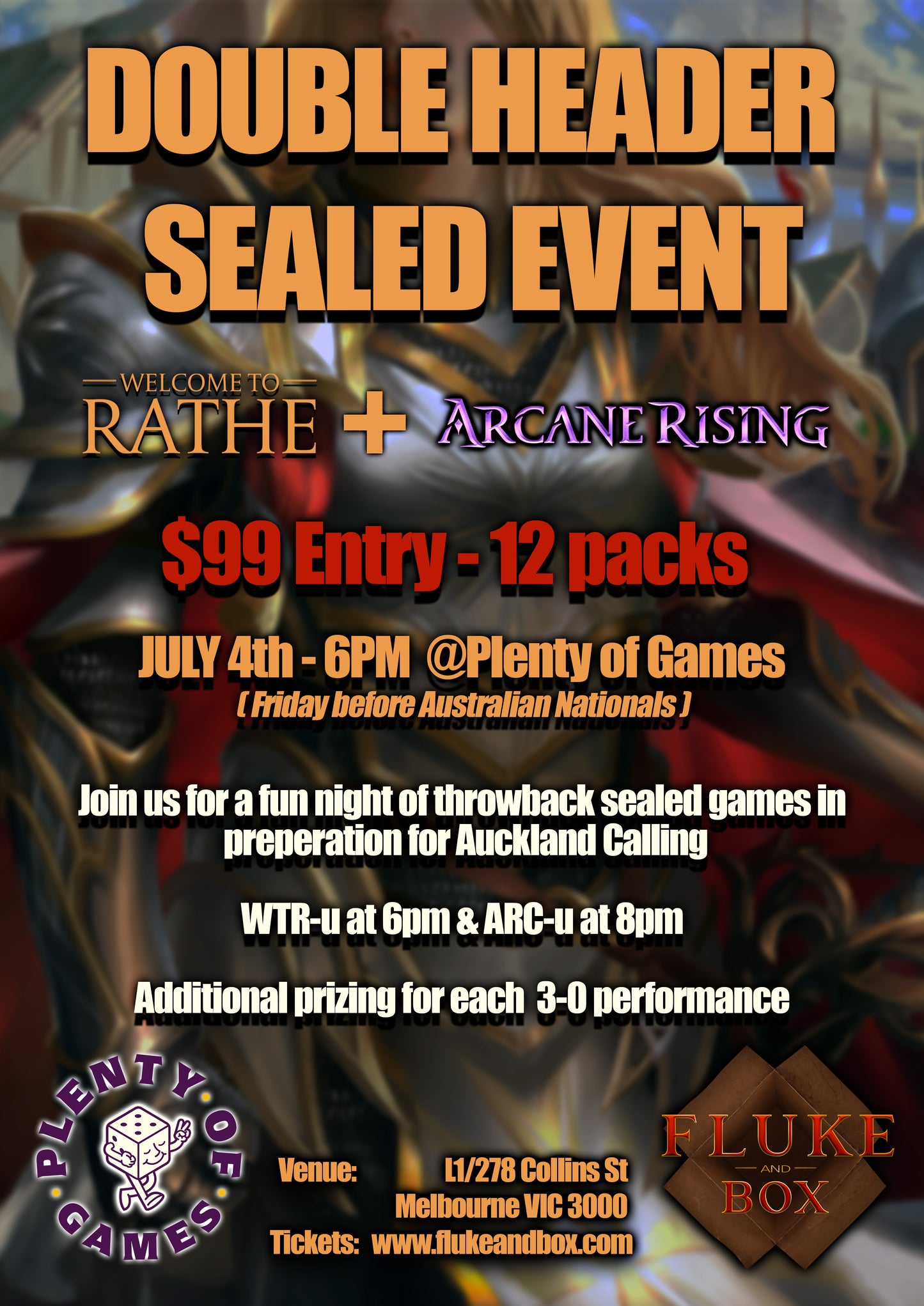 Double Header Sealed Event MELBOURNE - July 4th