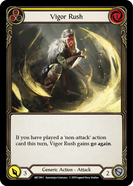 Vigor Rush (Yellow) Rainbow Foil 1st Edition