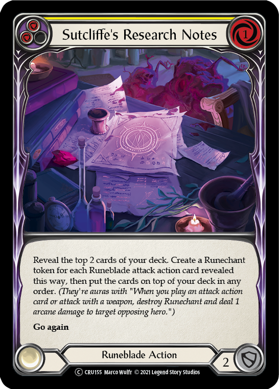 Sutcliffe's Research Notes (Yellow) Rainbow Foil (Unlimited)