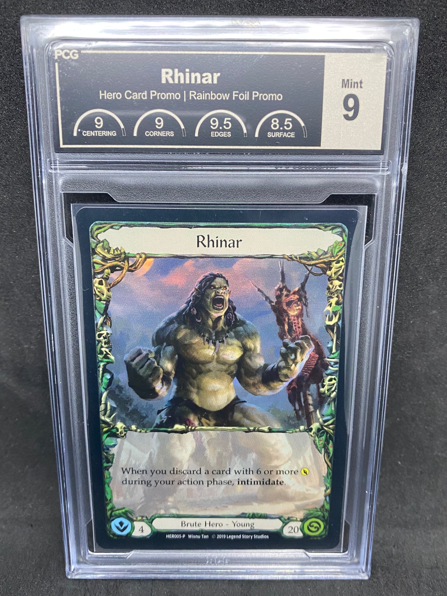 Rhinar Rainbow Foil Promo 9 Graded Collector Slab