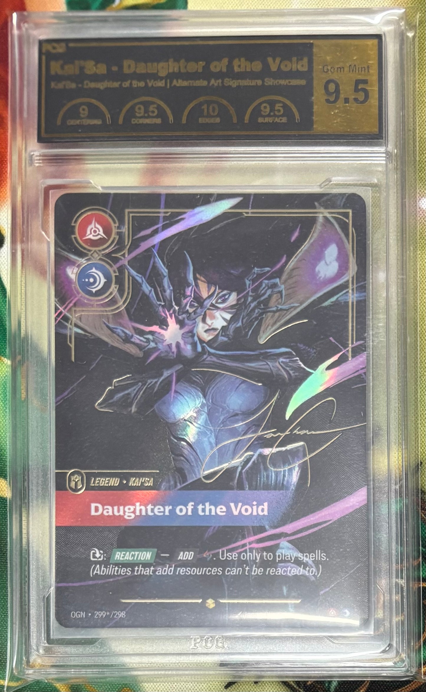 Kai’Sa, daughter of the void Overnumbered Signature Graded PCG Gem Mint 9.5
