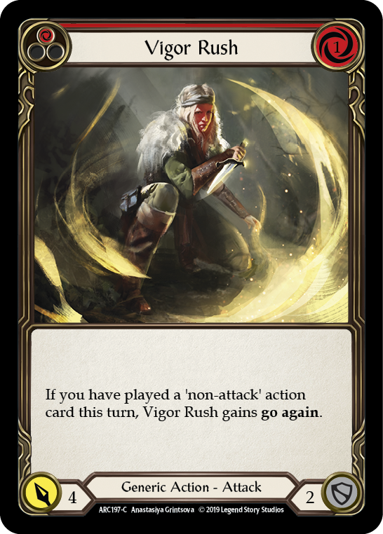 Vigor Rush (Red) Rainbow Foil 1st Edition