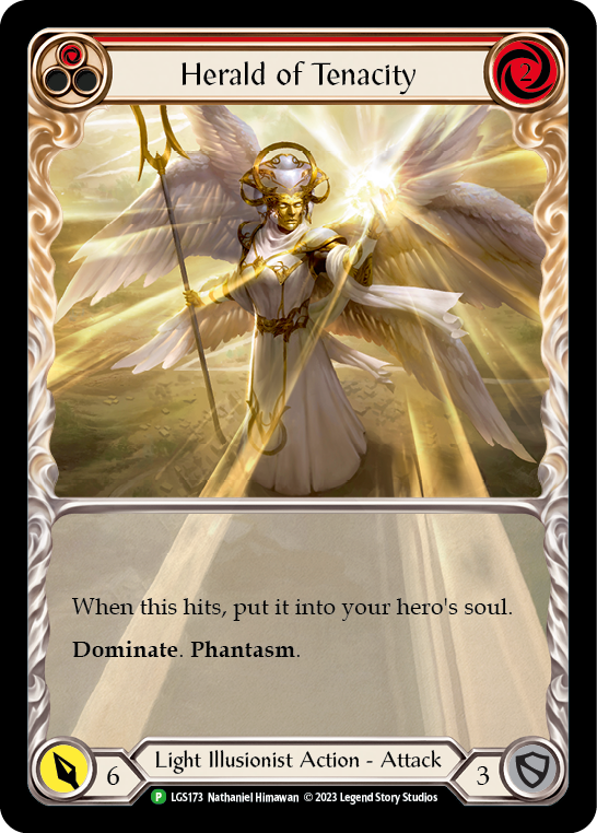 Herald of Tenacity (Red) Rainbow Foil Promo